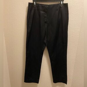 Dries Van Noten Black Satin Linen Blend Dress Pants Size 38 (S)